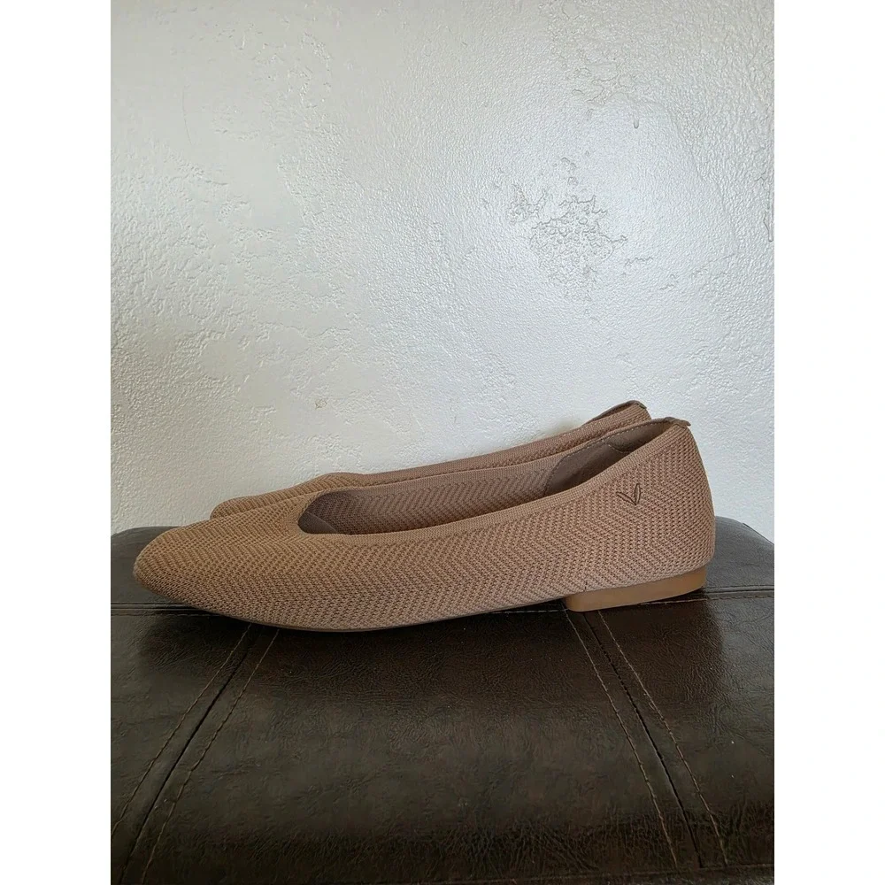 Vivaia Margot Ultra light Nutmeg Tan Knit Square Toe Ballet Flats sz 42 Us 11.5